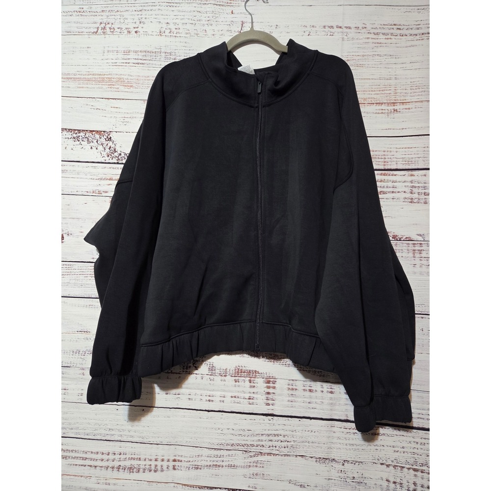 All in Motion Women 4X Black Sandwash Full Zip Mock Neck Jacket Activewear